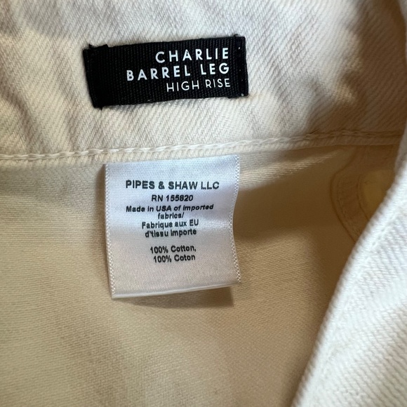 Veronica Beard Cream Charlie Barrel Leg High Rise Jeans, Size 29 - Picture 6 of 10